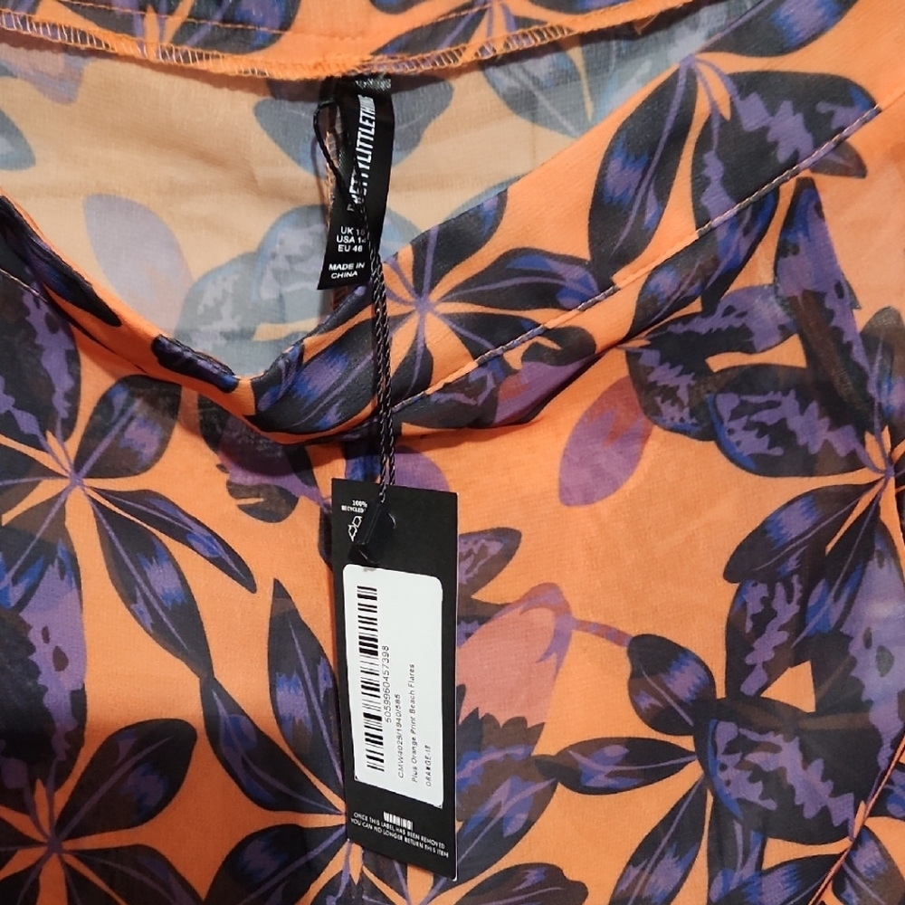 PrettyLittleThing Orange and Purple Wide Leg Pants